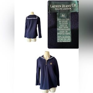 $129 Lauren Jeans Co Ralph Lauren Long Sleeve Nautical Sweater Top Navy M.